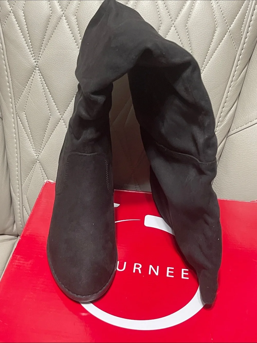 Women's KAISON Black Over-the-Knee Block Heel Boots